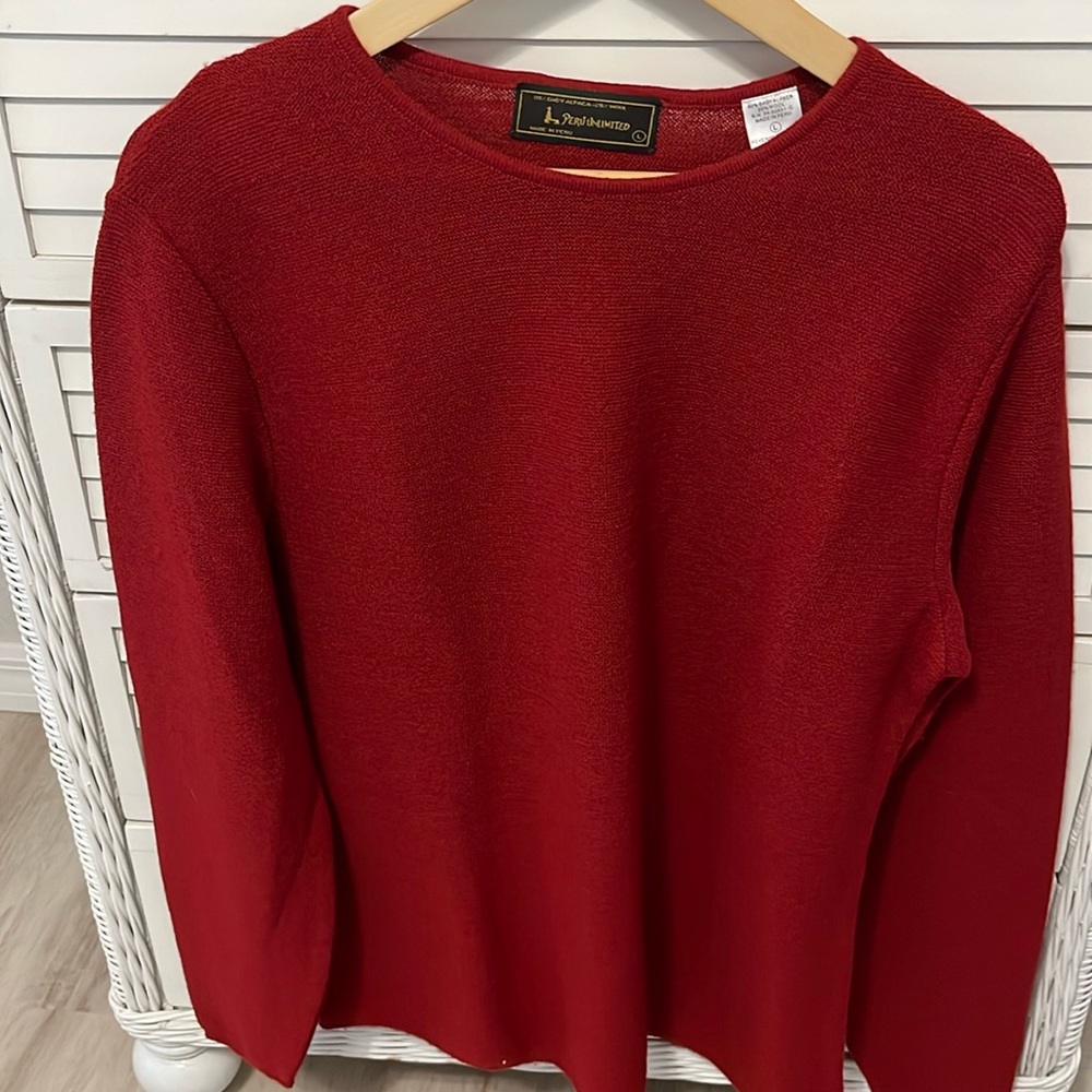 Peruvian Connection Alpaca Wool Red Neck Sweater